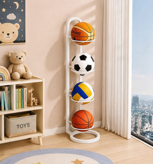 4 Raflı Top Sepeti Çok Katlı Top Depolama Alanı Metal Top Sepeti ve Rafı