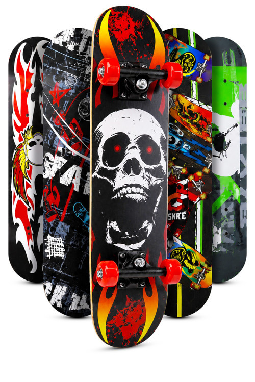 Orta Boy Kaykay 60 cm 8 Katmanlı Canlı Desenli Kemik Teker Kaymaz Skateboard 2406