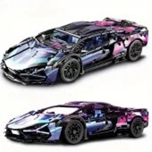 565 parça Cyberpunk Mor Cool 1:14 Ölçekli Spor Araba Yapı Blokları Seti 3D Montaj Modeli Kiti, Gençl
