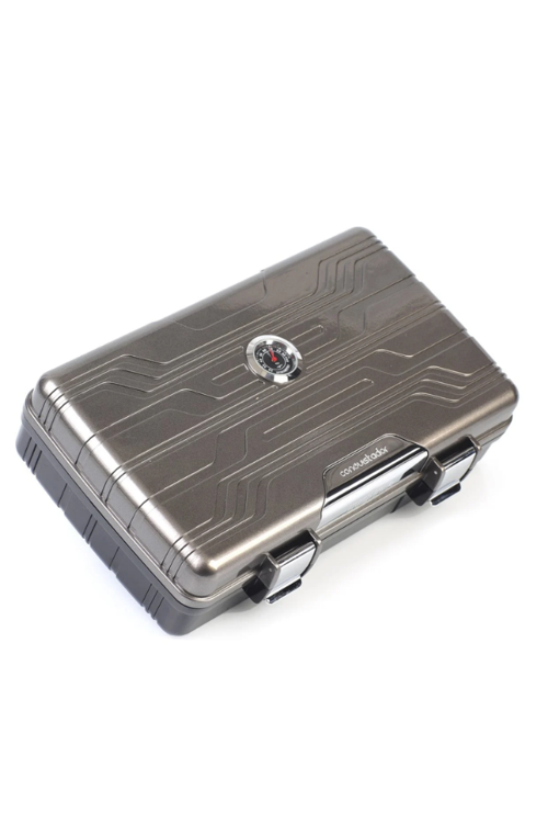 Gunmetal Siyah 10 Kapasite Seyahat Humidor Puro Kutusu