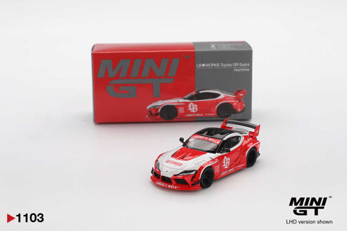 LB-Works Toyota GR Supra Red White 1:64 Diecast Model Araba MGT01103