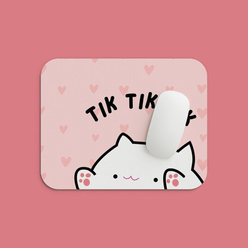Tatlı Kedi Temalı Kalpli Ergonomik Pembe Mouse Pad - 23X19 cm - Kaydırmaz Tabanlı Kaliteli Fare Altlığı Mousepad