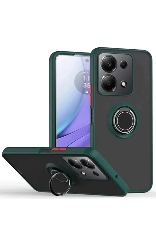 Mey İthalat® Redmi Note 13 Pro 5G Kılıf Montreal Yüzüklü Silikon Kapak - Yeşil