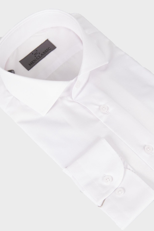 Erkek Beyaz Slim Fit İtalyan Yaka Gömlek
