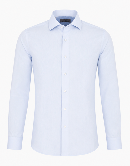 Erkek Pamuk Gömlek Modern Fit Mavi İtalyan Yaka Gabardin