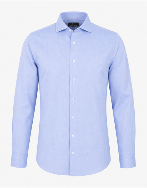 Erkek Mavi Slim Fit İtalyan Yaka Gömlek