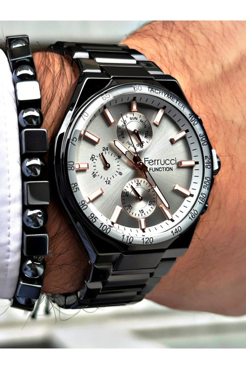 İnce Bilekli Erkeklere Özel Kasa Çap 43mm Fonksiyonlu Çelik Kordon&Kasa Erkek Kol Saati