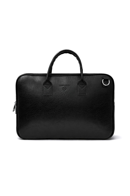 Unisex Laptop Çantası Siyah Mat Orta Boy Şık İş Çantası
