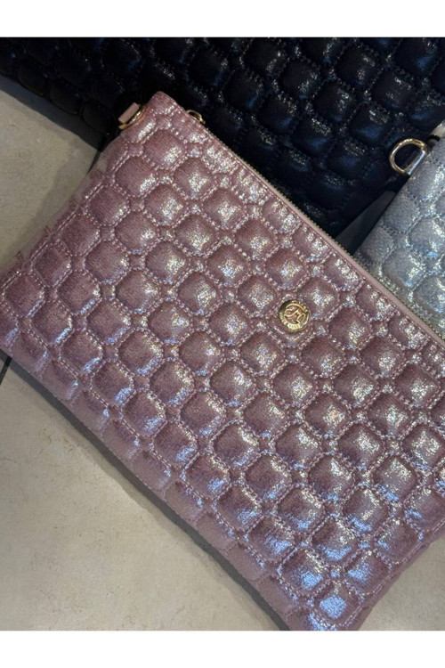 Kare Kapitone Desenli Kadın El Ve Omuz Çantası Portföy Clutch (Orta Boy)