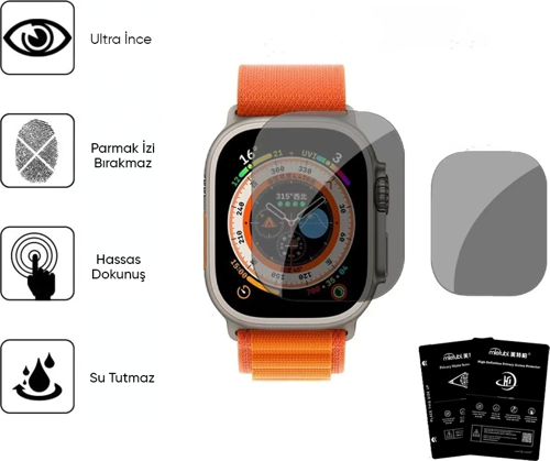 Apple Watch 8 45mm Saat Hayalet Ekran Kırılmaz Cam Ekran Koruyucu Film 