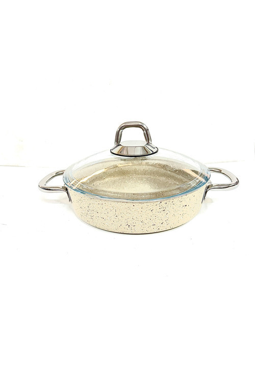 Çelik Kulplu Titanyum Granit Basık Karnıyarık Pilav Tenceresi 24 Cm