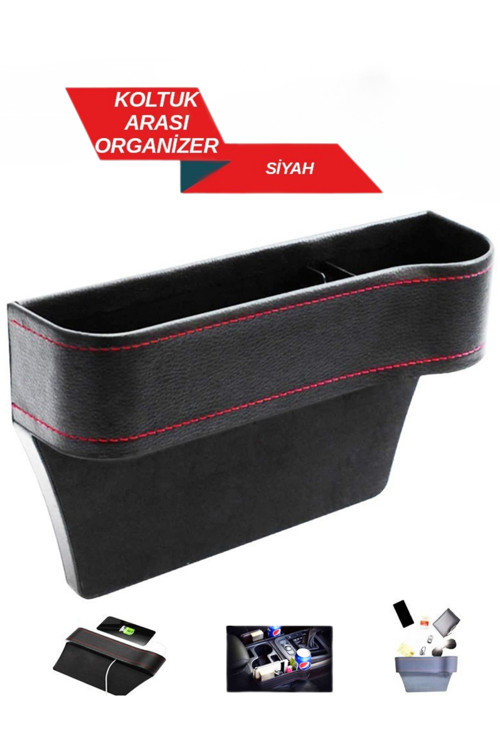 Araba Koltuk Arası Bardak Tutucu Organizer Siyah Set Oto Bardaklık