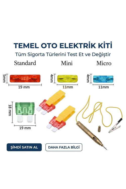 150 Parça Profesyonel Araç Sigorta Seti + Kontrol Kalemi & Sökme Aparatı Hediye
