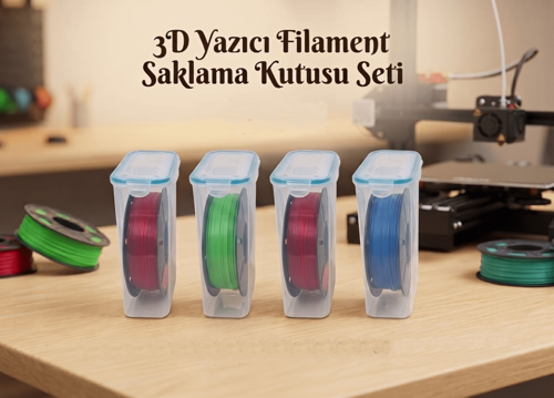 3D Yazıcı Filament Saklama Kabı Seti Hava Sızdırmaz Contalı 4.5 LT 4'lü Set MAB-179