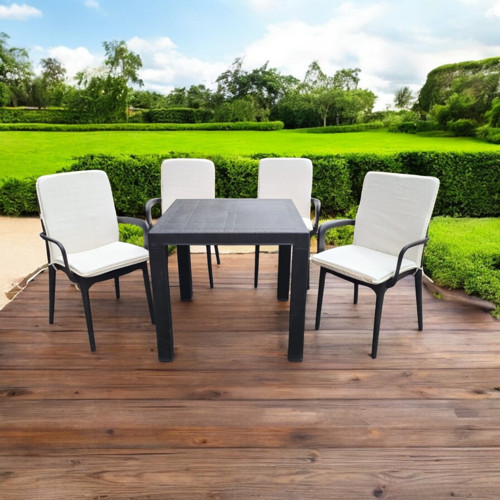 LÜKS ARKALIKLI SANDALYE MİNDERİ 6LI 4CM SÜNGERLİ KREM 42*42