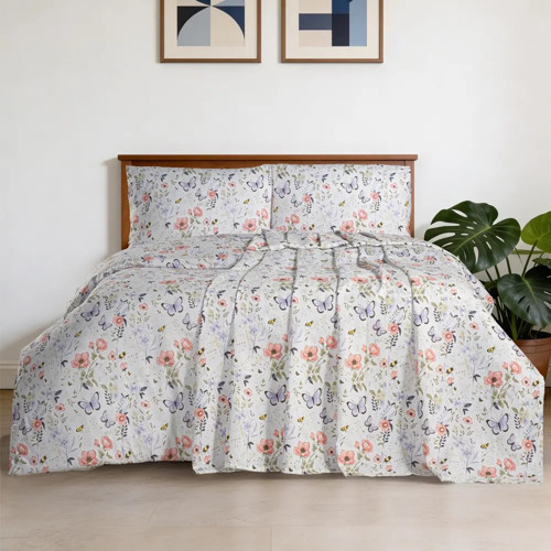 Butterfly Ranforce Baskılı Çift Kişilik Pike