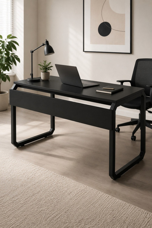 Metal Ayaklı Çalışma Masası Antrasit- Bilgisayar Masası- Modern Ofis Masası 140X50X72 Cm