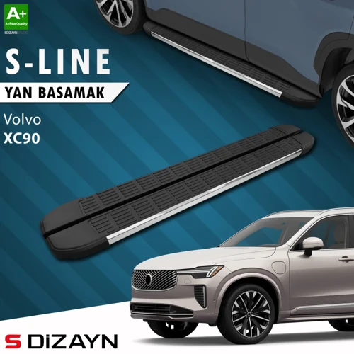 S-Dizayn Volvo XC90 Makyajlı Hybrid S-Line Krom Yan Basamak 203 Cm 2024 Üzeri A+ Kalite