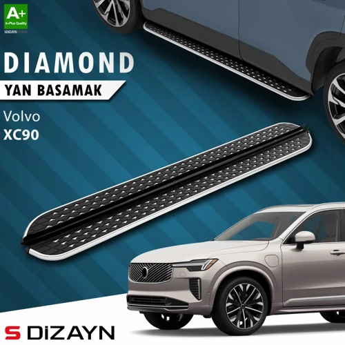 S-Dizayn Volvo XC90 Makyajlı Diamond Krom Yan Basamak 203 Cm 2024 Üzeri A+ Kalite
