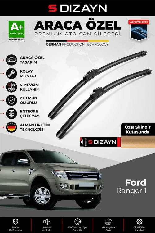 S-Dizayn Ford Ranger Ön Cam Silecek Seti 2011-2015 Premium Araca Özel 60-40 Cm A+ Kalite