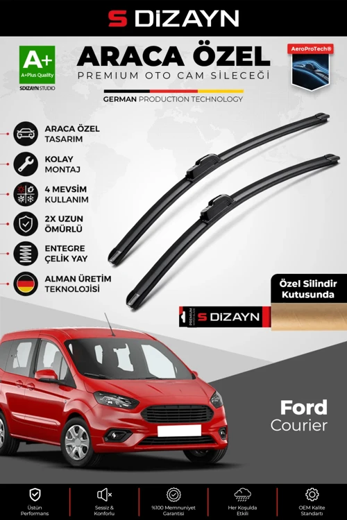 S-Dizayn Ford Courier Ön Cam Silecek Seti 2014-2023 Premium Araca Özel 70-40 Cm A+ Kalite