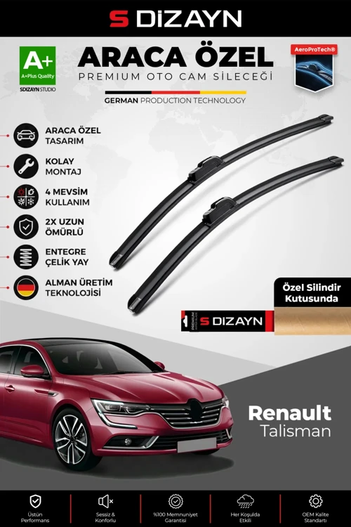S-Dizayn Renault Talisman Ön Cam Silecek Seti 2015 Üzeri Premium Araca Özel 60-45 Cm A+ Kalite