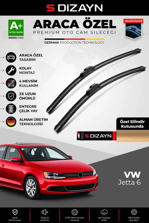 S-Dizayn VW Jetta Ön Cam Silecek Seti 2010-2019 Premium Araca Özel 60-48 Cm A+ Kalite