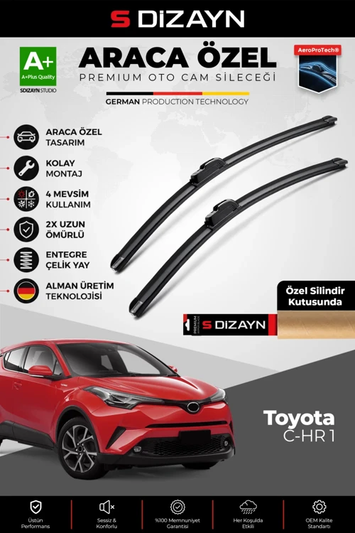 S-Dizayn Toyota C-HR Ön Cam Silecek Seti 2016-2023 Premium Araca Özel 65-40 Cm A+ Kalite