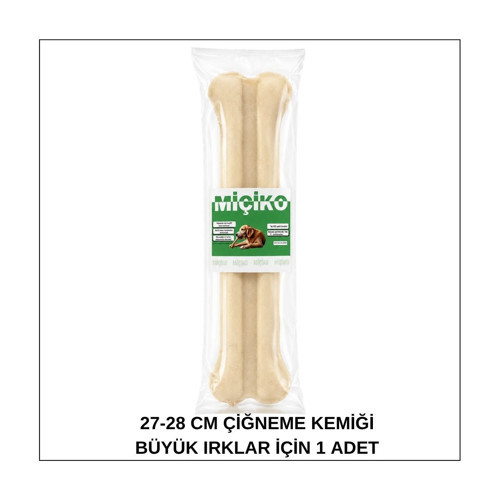 27-28 Cm Büyük Irklar İçin Beyaz Press Çiğneme Kemiği 1 Adet