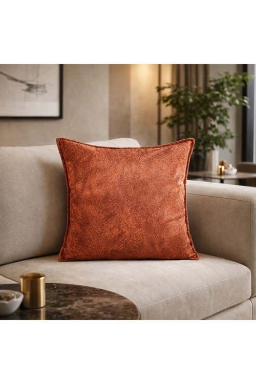 Kiremit Turuncu Dekoratif Kırlent Kılıfı 43x43 Modern Koltuk Yastık Kılıfı Şık