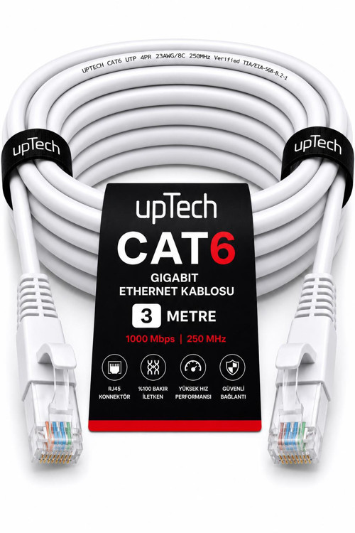 CAT6 Ethernet Kablosu 3 Metre RJ45 LAN İnternet Modem Router Bilgisayar Kablosu