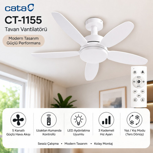 Karayel Fan 82W Led Ampul Dimmerli CT-1155