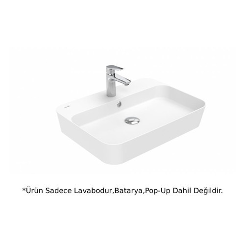 LP061 LOOP Tezgah Üstü İnce Lavabo 60 cm - Beyaz