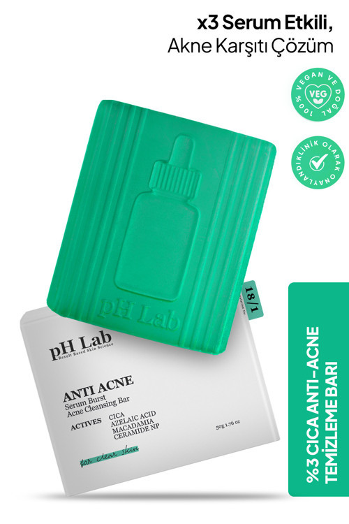 Phlab Anti Acne Sabunu 3x Acne Serumu Etkili Acne Temizleme Barı, Acne Karşıtı