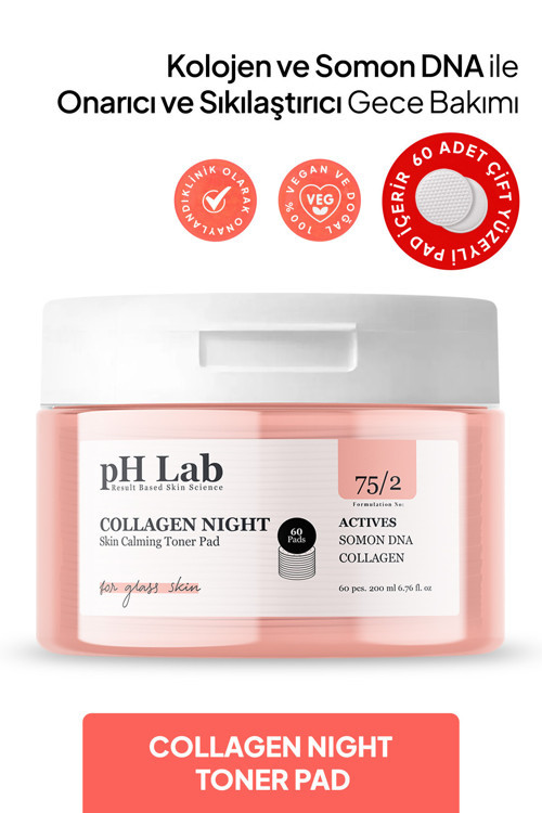 Phlab Collagen Night Somon DNA'lı Gece Bakım 60'lı Toner Pad