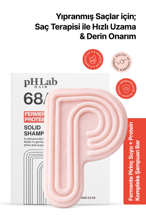 PhLab Hair Fermente Pirinç Suyu & Protein Complex Katı Saç Şampuanı, Onarıcı, Hızlı Uzama Etkili