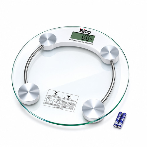DİJİTAL - PİLLİ YUVARLAK BANYO BASKÜL TERAZİ TARTI LCD EKRAN 180KG/0.1G 30X30CM İ11-026 (4604)