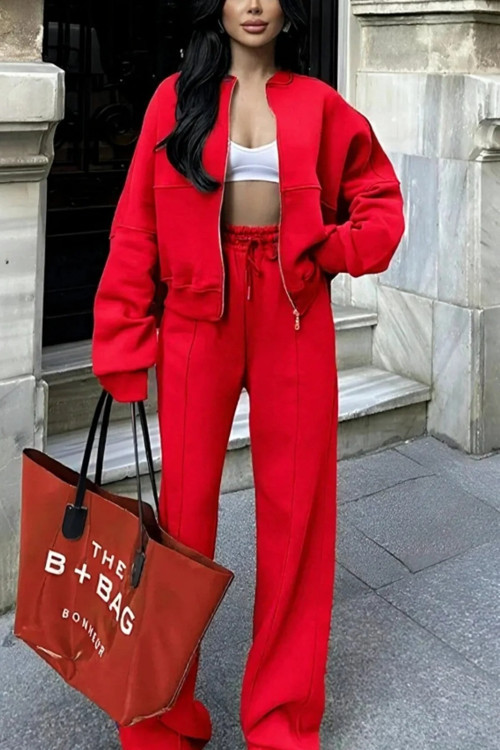 Kadın 3 İplik Fermuarlı Trend Model Bomber Hırka Takım