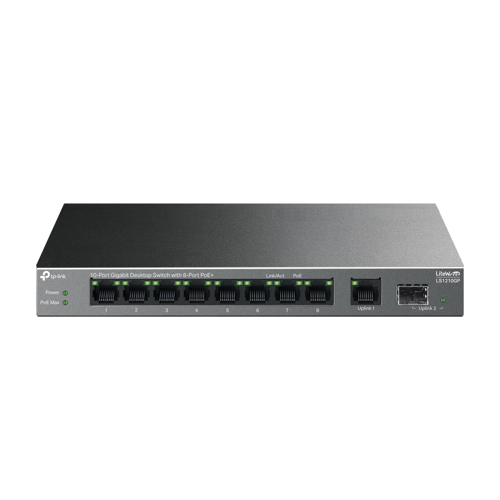 TP-LINK LS1210GP, Green Tech, 8 Port Gigabit, PoE 61W, 1 Port Gigabit Uplink, 1 Port Gigabit SFP, Yö