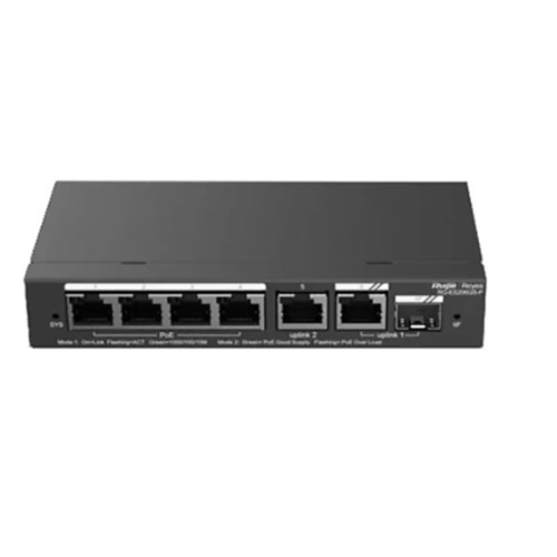 RUIJIE REYEE RG-ES206GS-P 6Port GigaBit ,4X PoE 54W, 1 Port Gİgabit Uplink, 1 Gİgabit Combo, Colud Y
