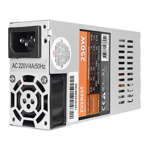 Everest EPS-FX01, Peak 250W, 4cm Fan, İnce Uzun, 41 x 81 x 150mm, Flex Power Supply (PSU) Kutulu