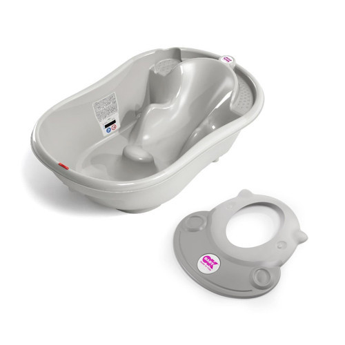 Bebek Banyo Seti Onda Dijital Termometreli Çift Yönlü Küvet + Hippo Duş Şapkası A.Gri
