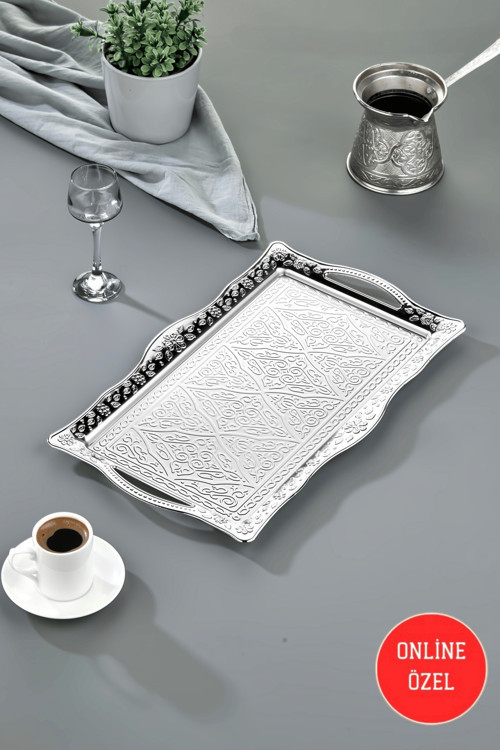 Sedef Metal Dikdörtgen Sunum Tepsisi 42 Cm CKR4746
