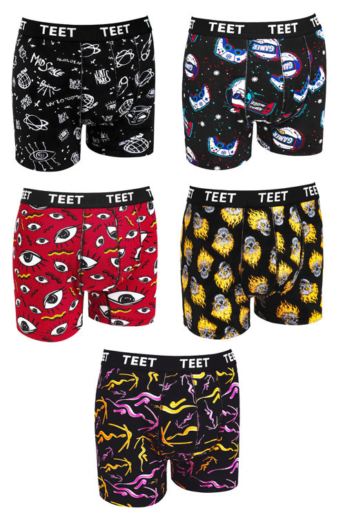 Erkek Boxer Pamuklu Desenli DeLuxe 5'li Set