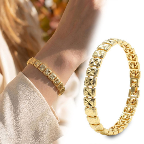 Premium Şık ve Parlak Stella 24K Gold Kaplama 8 mm Kadın Bijuteri Bileklik 3183KBV5D1 (~18cm)