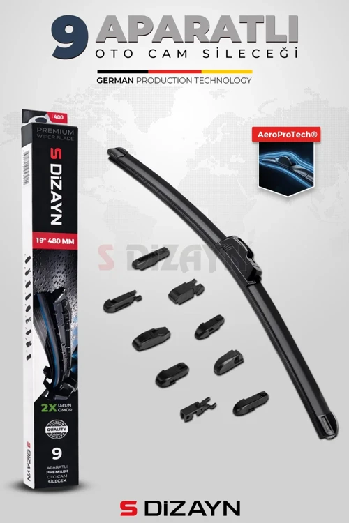 S-Dizayn 9 Aparatlı Oto Cam Sileceği 60 Cm 24 İnç Universal A+ Kalite