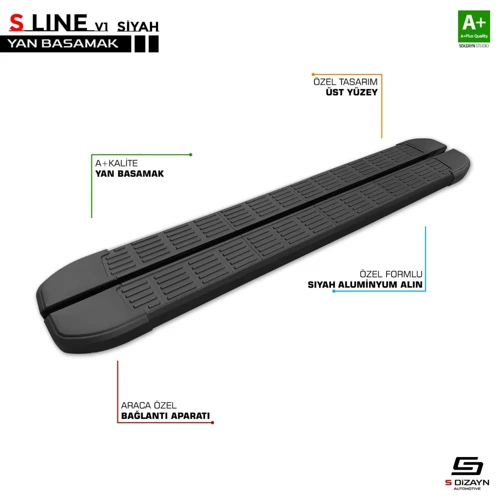 S-Line Siyah Yan Basamak Profil 193 Cm