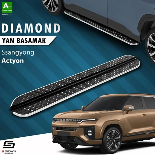 S-Dizayn Ssangyong Actyon Diamond Krom Yan Basamak 183 Cm 2024 Üzeri A+ Kalite