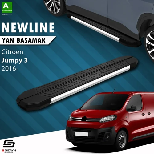 S-Dizayn Citroen Jumpy 3 Uzun Şase NewLine Krom Yan Basamak 243 Cm 2016 Üzeri A+ Kalite