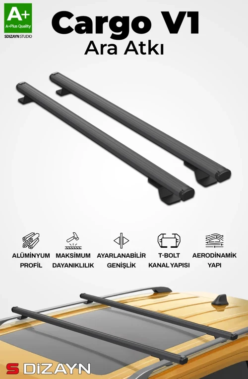 S-Dizayn Subaru İmpreza HB S-Bar Cargo V1 Ara Atkı Tavan Taşıyıcı Barı Siyah 120 Cm 2007-2015 A+ Kalite